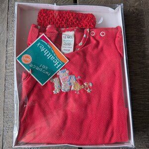 Vintage Kids Clothing Set Shirt Pants Headband Cow Bird 12 months NWT Made inUSA